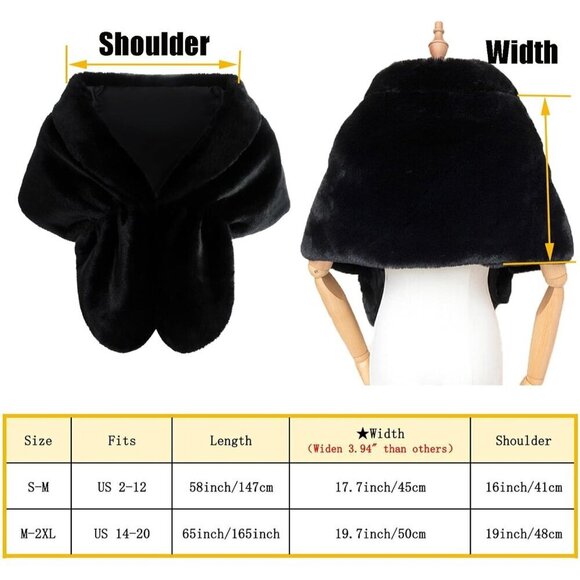 🆕 Fashowlife New Faux Fur Cloak Shawl Women White Scarf Warm Wrap Stole Shrug - Picture 4 of 8